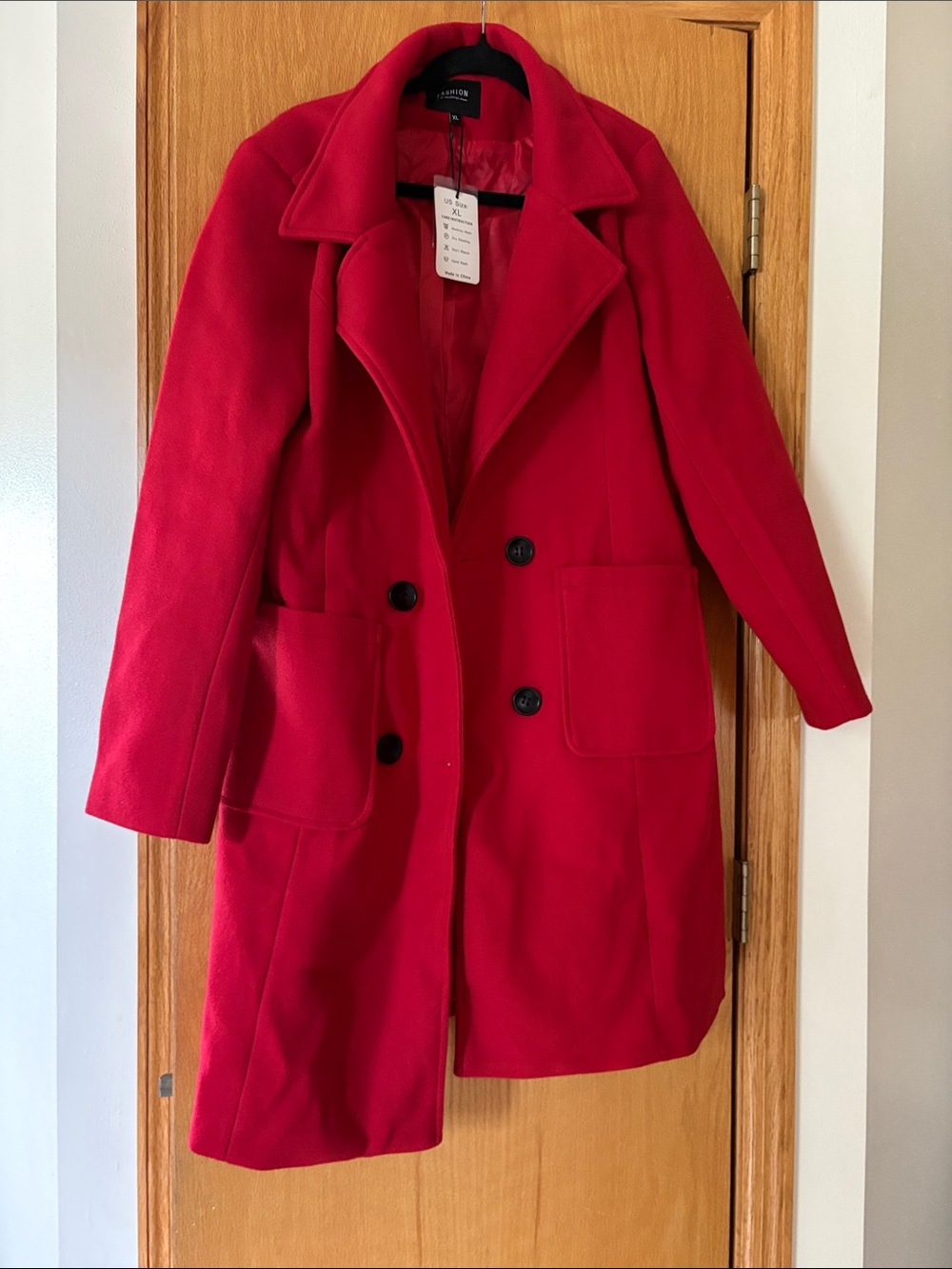 Madewell Red Double-Breasted Wool Pea Coat
